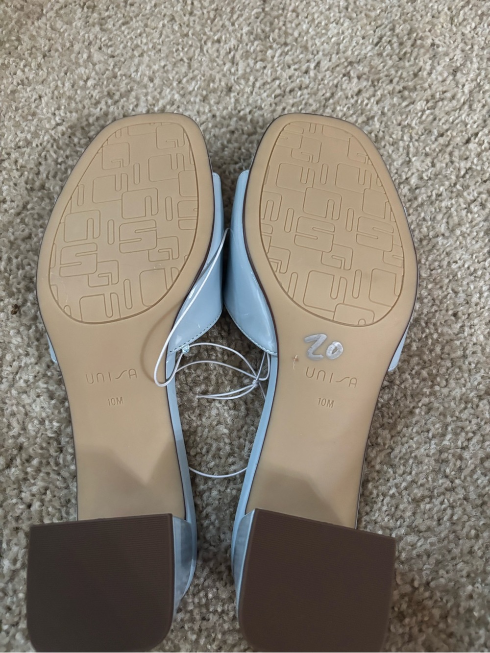 Unisa Light Blue Patent Buckle Block Heel Mules - Picture 4 of 4